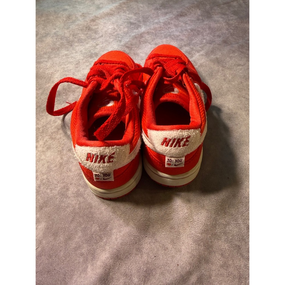 Nike Dunk Low Valentines Day Red Corduroy Fleece Swoosh FZ3548-612 Kids GS - Picture 5 of 9